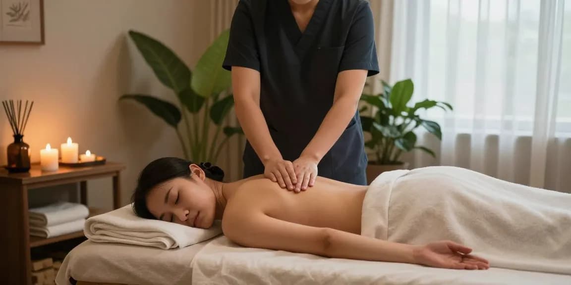 Relaxing 천호동출장안마 massage therapy session in a serene wellness environment.