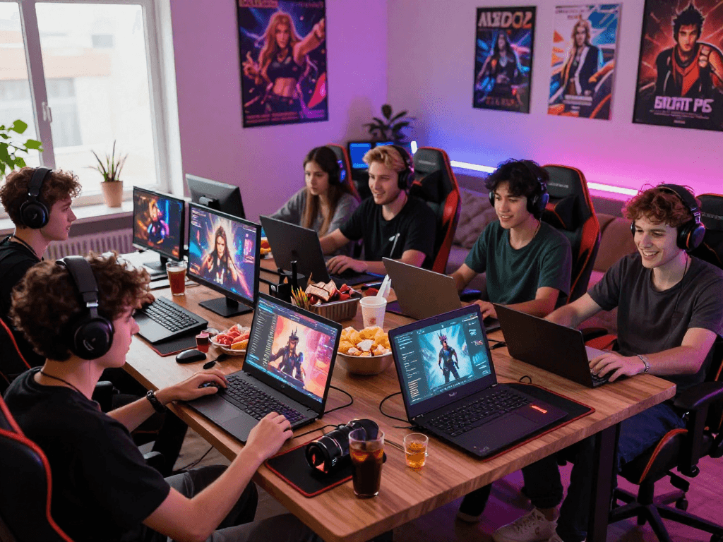 Engaged players enjoying online porn games in a vibrant gaming environment.