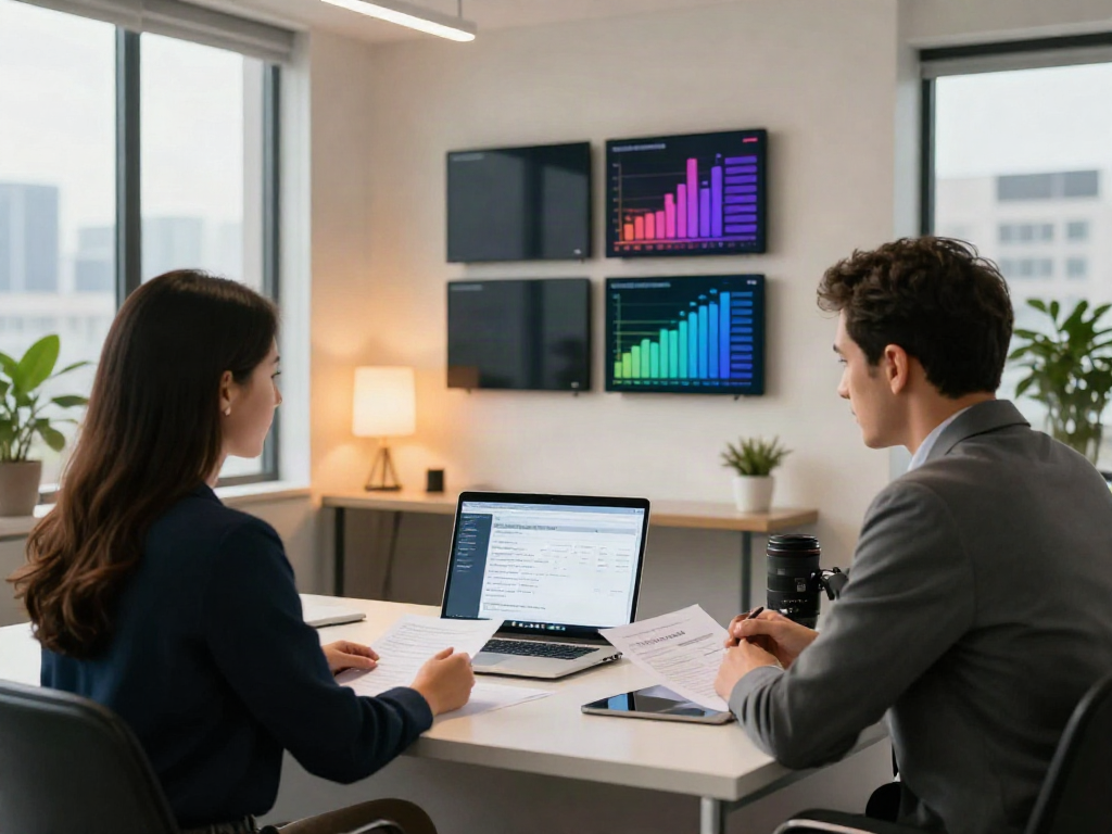 Professional consultation on payday loans at https://red-deer.paydayloans-on.ca/ in modern office with financial charts.