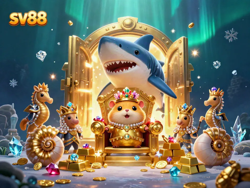 Experience the thrill of sv88 with a colorful underwater casino scene featuring treasures and characters.