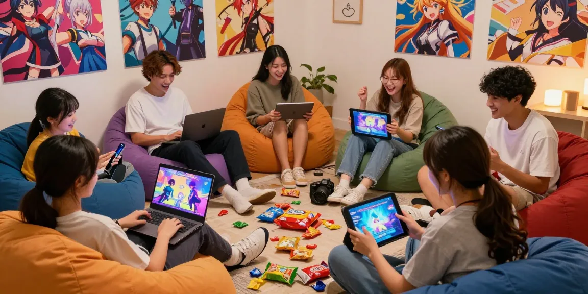 Friends enjoying an engaging ero game session in a cozy room with vibrant decor.