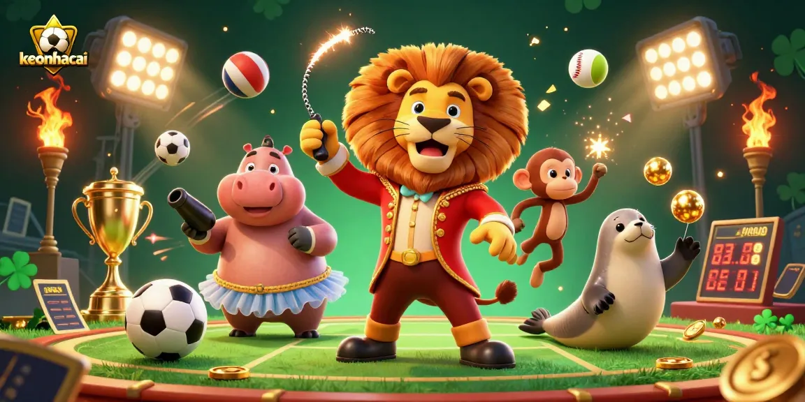 Experience the excitement of keonhacai sports betting with vibrant 3D characters in a lively casino setting.