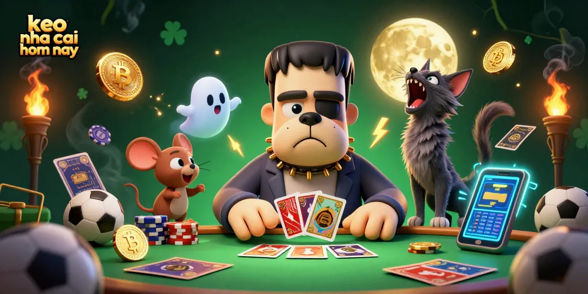 Engage in betting strategies with keo nha cai hom nay amidst a colorful gambling scene featuring unique characters.
