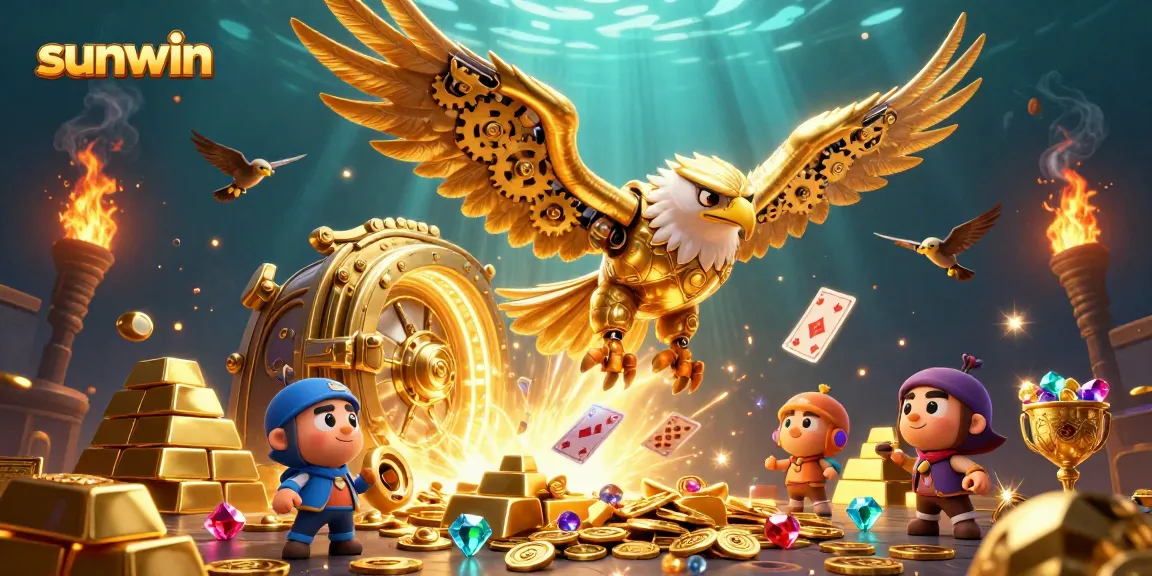 Experience the thrill of sunwin casino as cybernetic eagles soar through dazzling holographic cards.